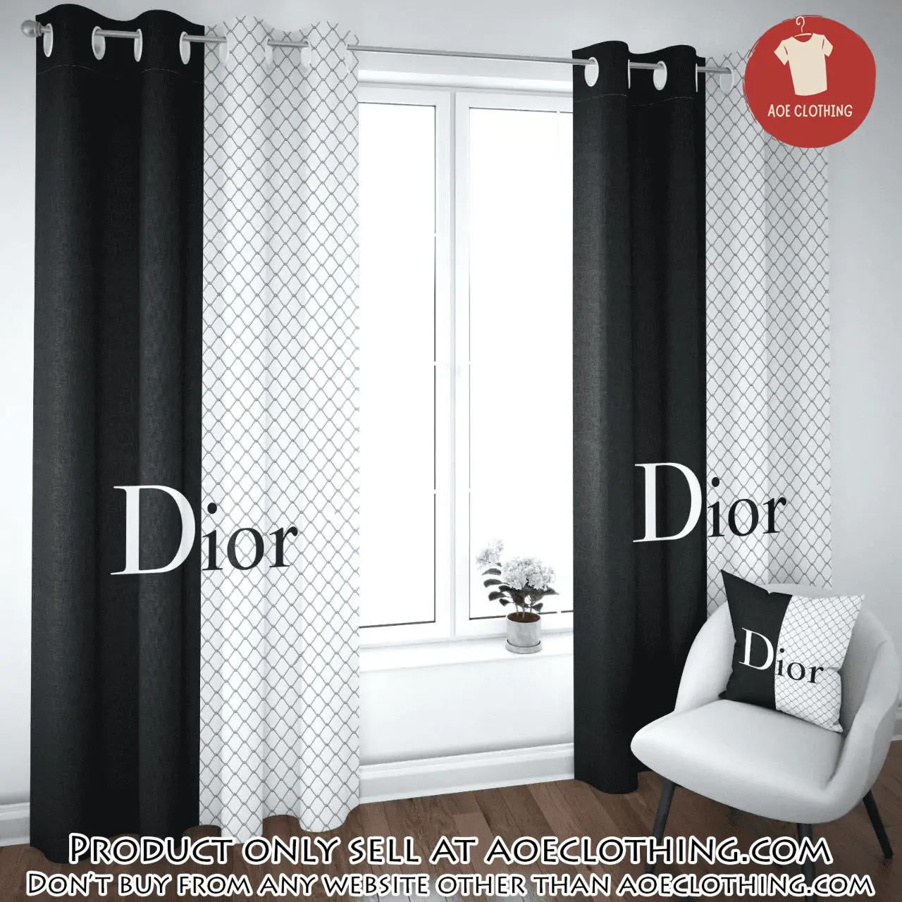 Dior black white premium window curtains hot  luxury curtain wc099 aoe1949264